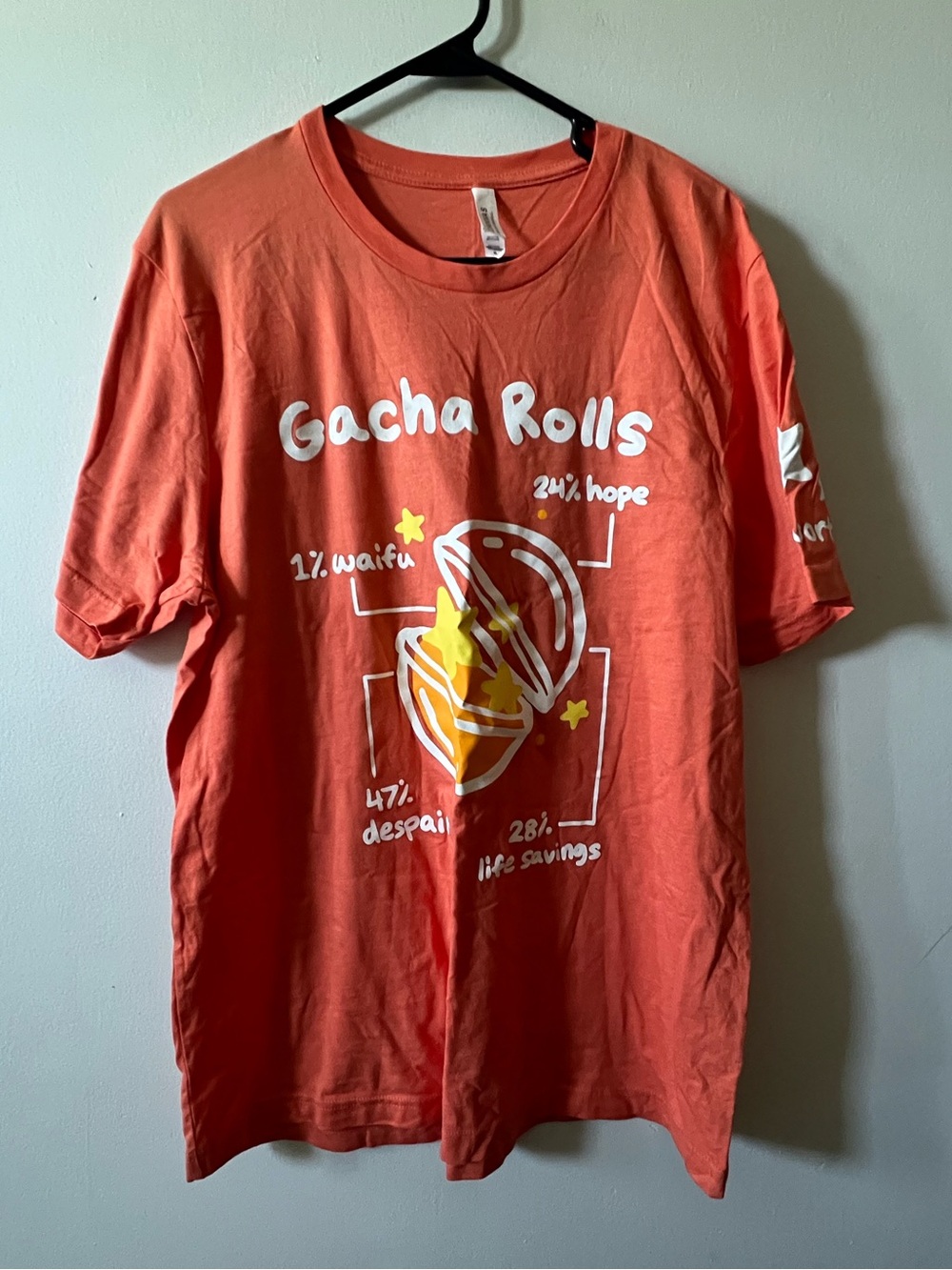 Gacha Rolls Anime Graphic Tee - Coral Orange